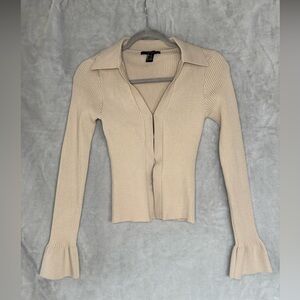 Forever 21 Cream Ribbed Knit Top